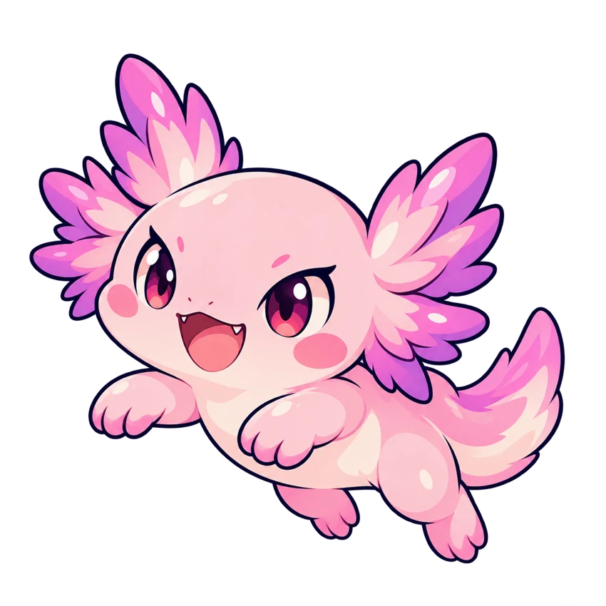 A pink axolotl waving you into the brigade
